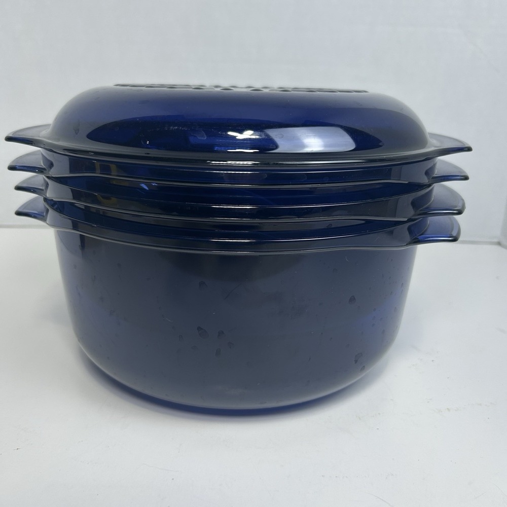 Tupperware 3 QT Stack Cooker Microwave Steamer Blue Tupperwave 5 Piece Set
